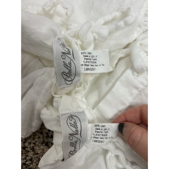 Bella Notte White Linen Whisper Deluxe Shams With Ties Set Of 2 - Picture 4 of 10